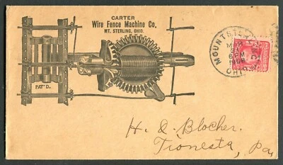 MT. STERLING, OH ~ CARTER WIRE FENCE MACHINE Co. ~ Illus. Adv. Cover 1908 - Image 1 of 2