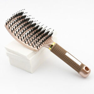 Women Soft Bristle Nylon Hair Brush Scalp Massage Comb Curly Detangle Salon RD