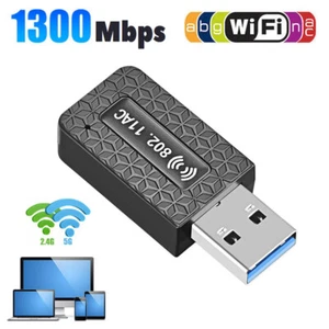 1300Mbps USB 3.0 Wireless WiFi Adapter Dongle Dual Band 2.4G/5G Desktop Laptop U - Picture 1 of 9