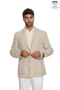 1800$ BELVEST Jacket Beige Solid Pure Washed Linen Drop 8 JACKETINTHEBOX Edition - Picture 1 of 10
