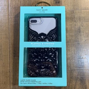 Funda Kate Spade Encaje Jaula para iPhone 8 Plus 7 Plus 6s Plus Transparente Negro Encaje NUEVA - Imagen 1 de 2