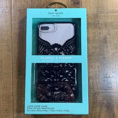 Kate Spade Lace Cage Case for iPhone 8 Plus 7 Plus 6s Plus Clear Black Lace NEW - Image 1 of 2