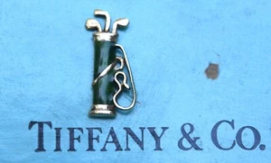 TIFFANY & CO 18K GOLD Green Enamel Golf Bag Tie Tack Pin Perfect Golfers Gift! - Picture 1 of 1
