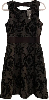 Womens Velvet Burnout Dress 8 Black Floral Whimsygoth Witchy Fairy Grunge NWT - Image 1 of 4