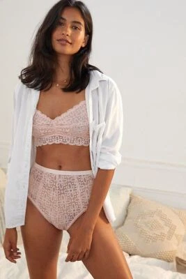 Calzoncillos Anthropologie Rosa Encaje Cintura Alta Talla XS Foto 1 de 4