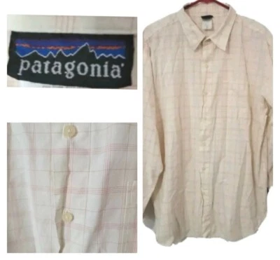 Camisa PATAGONIA Manga Larga Patrón de Cuadros Cruzado Algodón Orgánico HOMBRE XL   Foto 1 de 4