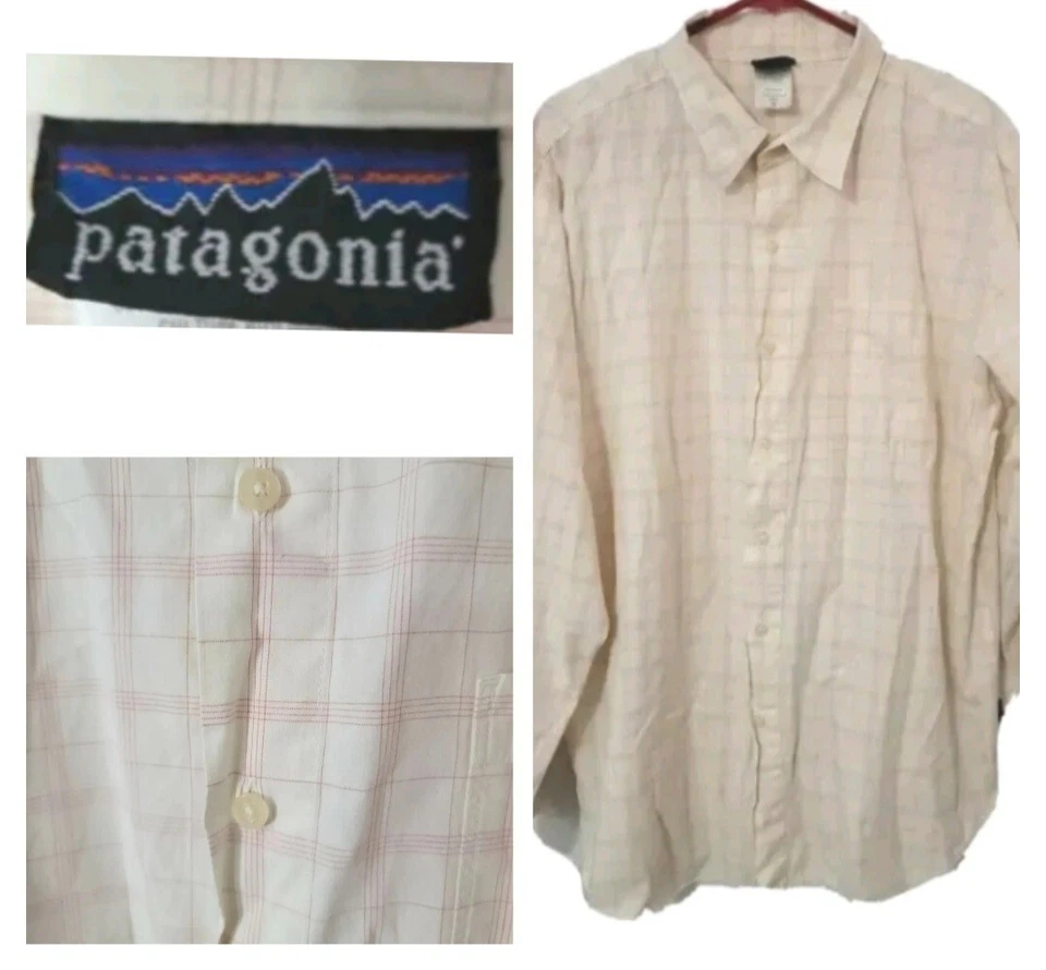 Camisa PATAGONIA Manga Larga Patrón de Cuadros Cruzado Algodón Orgánico HOMBRE XL   Foto 1 de 4