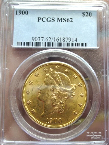 1900 Gold Twenty Dollar $20 Liberty  Double Eagle PCGS MS-62 Cover