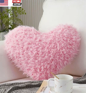 Pink Girl Heart Throw Pillow with Pillow Cover and Insert,Love Pillow,Valentines - Picture 1 of 8