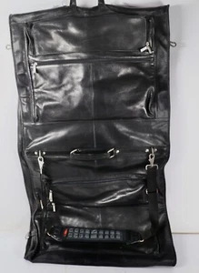 Vintage Wilsons Leather Garment Suit Leather Hanging Bag Black Large With Strap - Picture 1 of 16