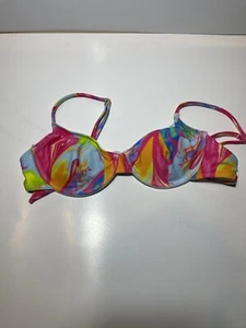 Vintage Damen Bügel Bikini Oberteil Größe S Mehrfarbig Blumenmuster Neckholder Neu ohne Etikett - Bild 1 von 7