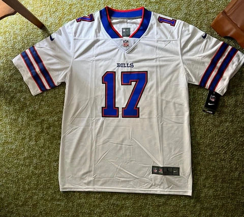 (NWT) Men's Josh Allen Buffalo Bills White Player Game Stitched Jersey (LARGE) Cover