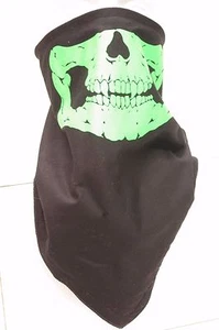 Skull jaw green fleece motorcycle mask fierce face protection - Picture 1 of 1