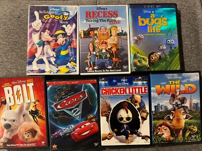 LOT 7x Disney Pixar DVD Animated Movies Extremely Goofy Recess Bugs Bolt Cars - Imagem 1 de 4