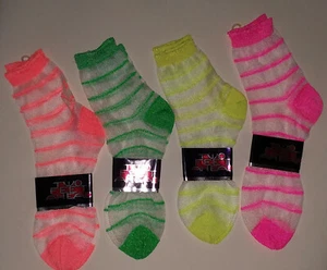 CALZINI DONNA INGROSSO VINTAGE NEON MESH - CALZINI TAGLIA 9-11 LOTTO 4 PAIA - Foto 1 di 5
