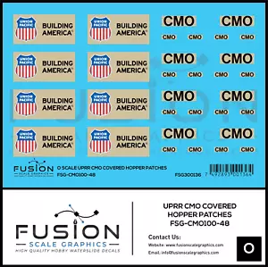 O Scale UPRR CMO Covered Hopper Patches Aufkleber Set - Bild 1 von 1