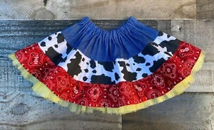 Western Wear Country Girl Denim Cow Yellow Tulle Skirt - Picture 1 of 1