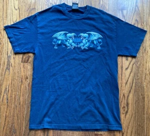 Vintage Y2K Top Heavy T-Shirt Herren Größe Large Navy Blau Adler Flügel Gothic MMA - Bild 1 von 7