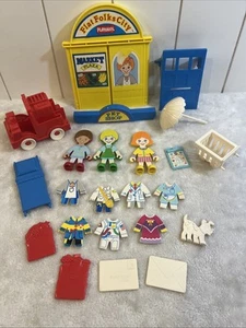 Vintage 1990s 3 Playskool Flat Folks, 7outfits Truck & Dog Plus Accessories! - Picture 1 of 10