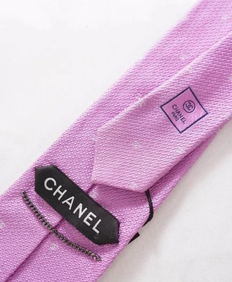 $425 CHANEL - Textured Pink CC Logo Tie Silk - 3.25" - Image 1 of 4