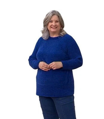 Denim and Co Archives Mock Neck Chenille Tunic Sweater Size 2X Lapis Blue Staple - Image 1 of 4