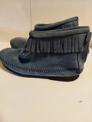 Mocasines Minnetonka Niño Talla 2 Azul Tormenta 2285 Cremallera Suela de Goma Nuevo Foto 1 de 4