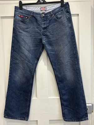 LEE COOPER W38 L32 BLUE Button pocket BLUE DENIM JEANS MENS. Wide leg button fly - Image 1 of 4
