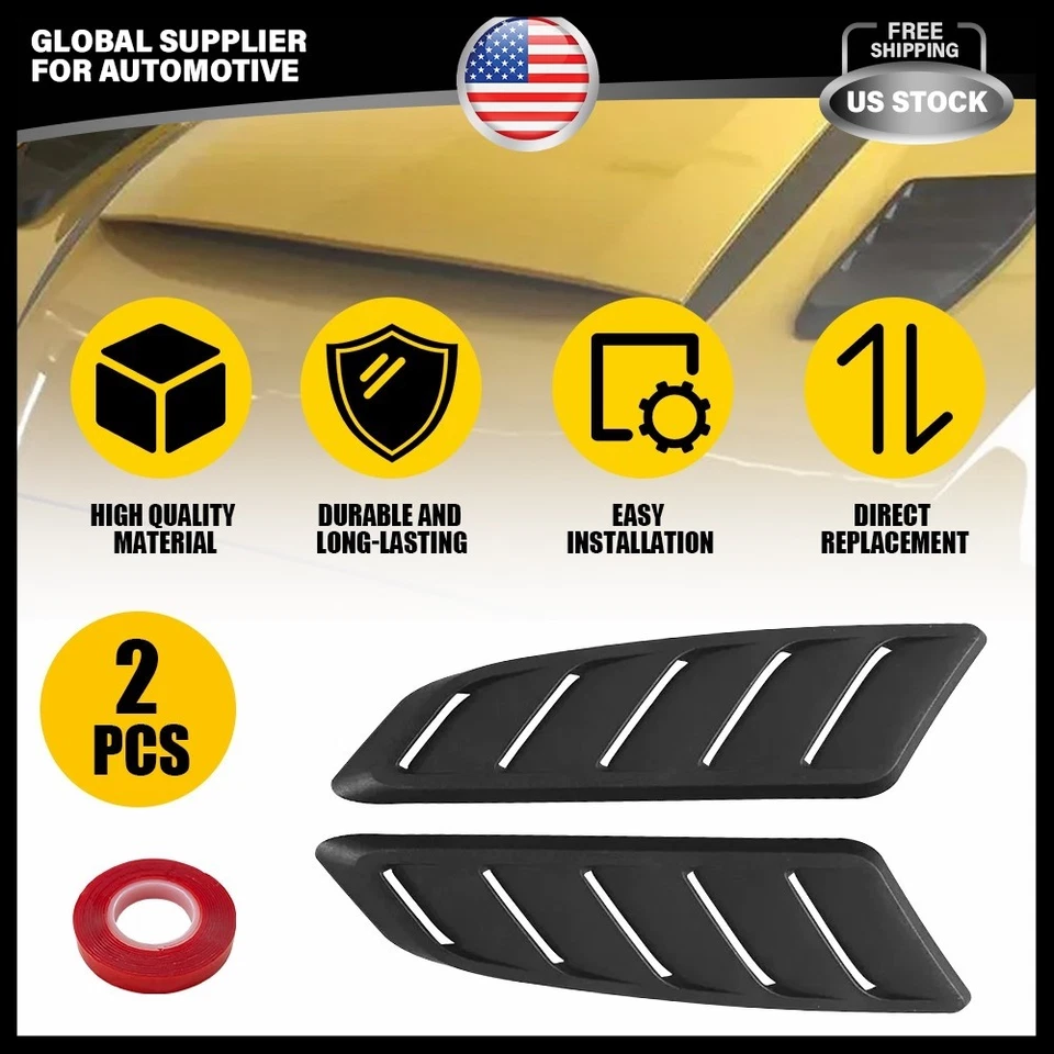 1/2SET Hood Air Vent Cover Hood Vent Scoop Bonnet Air Vent Engine Hood Universal - Image 1 of 4