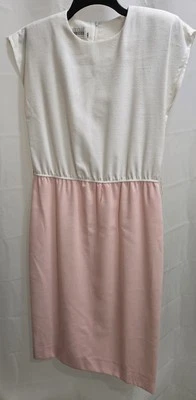 Womens Vintage White & Peach Sheath Dress By Leslie Fay Size 10 Foto 1 de 4