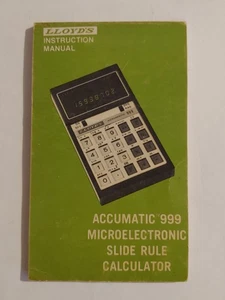 VTG -Orig. Instruction Manual Only - for the Lloyds Accumatic 999 calculator - Picture 1 of 7