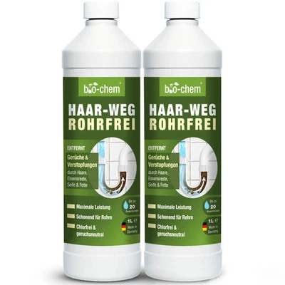 bio-chem Haar-Weg Abflussreiniger 2x1L–geruchsneutraler Rohrreiniger für Abfluss - Bild 1 von 4