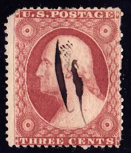 #26A - 3 Cents 1857, 48L11i, Rose Claret, 2 line manuscript cancel - Picture 1 of 1