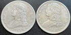 1838 + 1839 Bust Reeded Edge Usa Silver Half Dollar. Two Very Fine Coins!