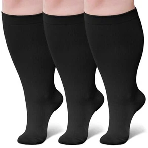 Plus Size Compression Socks for Women & Men Wide Calf Up to 6XL 20-30 mmHg Kn... - Picture 1 of 7
