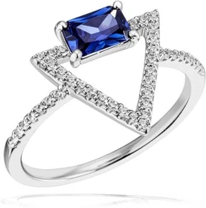 Anello Goldmaid triangolo argento sterling 925 1 zirconi color tanzanite NUOVO - Foto 1 di 3