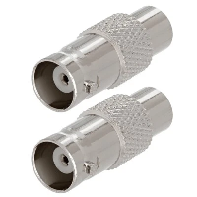 2 Pcs BNC Female to RCA Female Coax Coaxial Cable Adapter Connector CCTV Camera - Image 1 of 2