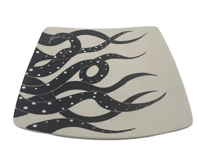 Coastal 8.5" Plate Ceramic Black Octopus Tentacles Raised Sea Life Signed Art - Image 1 of 4