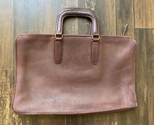 Vintage Coach Brown Leather Briefcase Portfolio Document NY Bag 324-4707