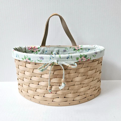Longaberger Soft White Large Scalloped Pocket Basket Protector Liner Set Combo Cover