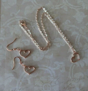 Heart necklace with matching earrings- Rose gold plated (AA19) - Picture 1 of 2