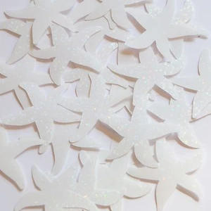 Starfish Sequin Top Hole 1.5" White Crystal Hologram Glitter Sparkle Paillettes - Picture 1 of 2