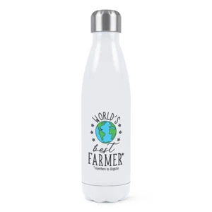 World's Best Farmer Double Wall Water Bottle Funny Joke Favourite Farm Animals - Picture 1 of 1