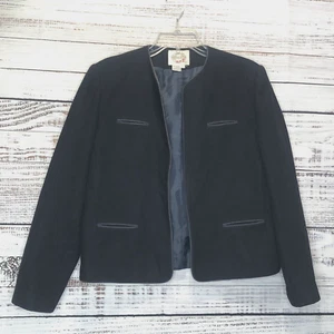 Nordstrom Brass Plum Blazer Juniors 11 Navy Blue Wool Blend Long Sleeve Lined - Picture 1 of 14