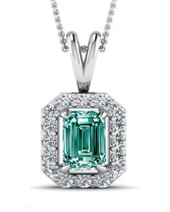 3.06 Ct vvs1 := SKY BLUE WHITE EMERALD MOISSANITE DIAMOND 925 SILVER PENDANT - Picture 1 of 3