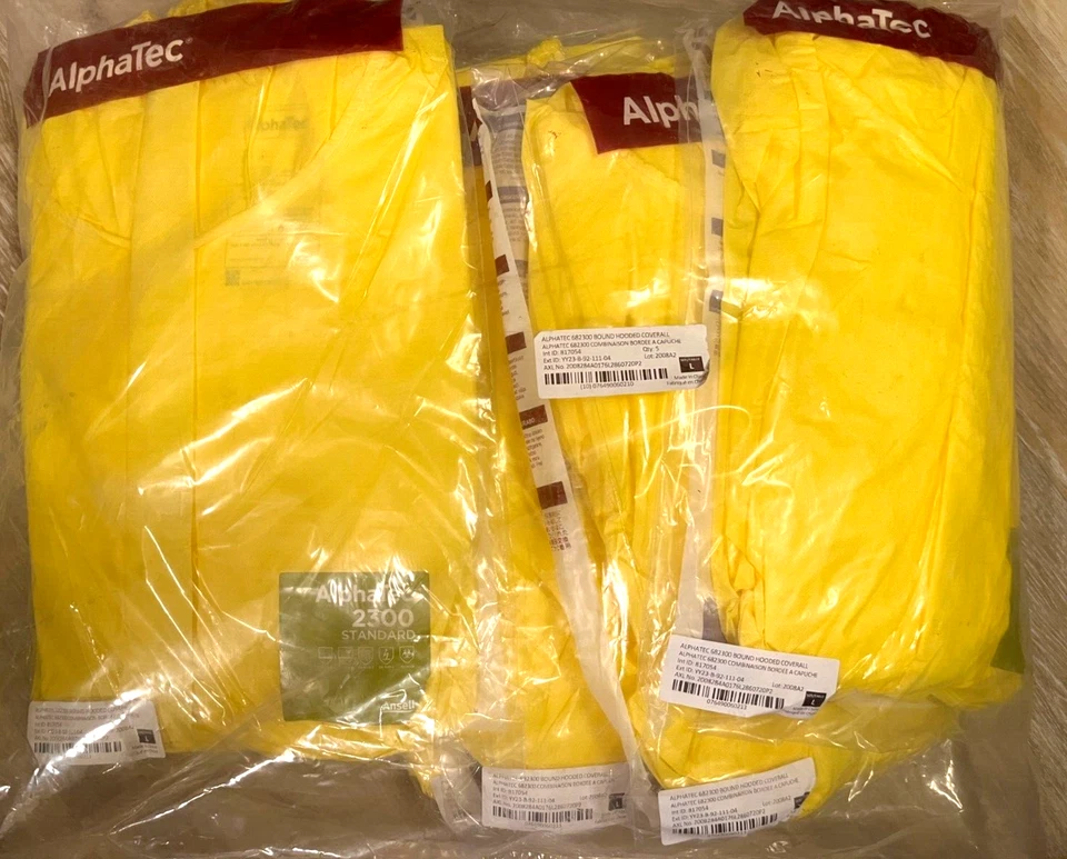 AlphaTec 2300 Ansell Standard Bound Hooded Coverall Size L Pack of 5