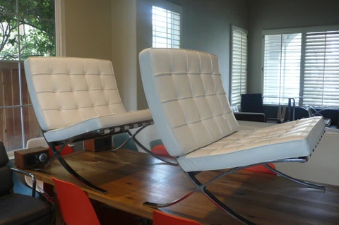 Authentic Knoll Barcelona Chairs w ottoman Design Within Reach Hive Cover