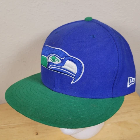 Seattle Seahawks Throwback Logo New Era 59FIFTY Fitted Ball Cap Size 7.5 Cover