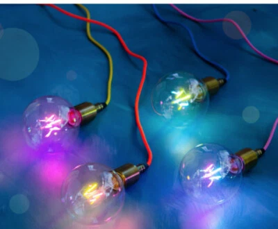 LED Light Bulb PINK PURPLE BLUE YELLOW FILAMENT GLOBE Glitterville NEW EM1929 - Image 1 of 2