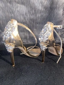 gold heels shoes size 8 - Picture 1 of 4