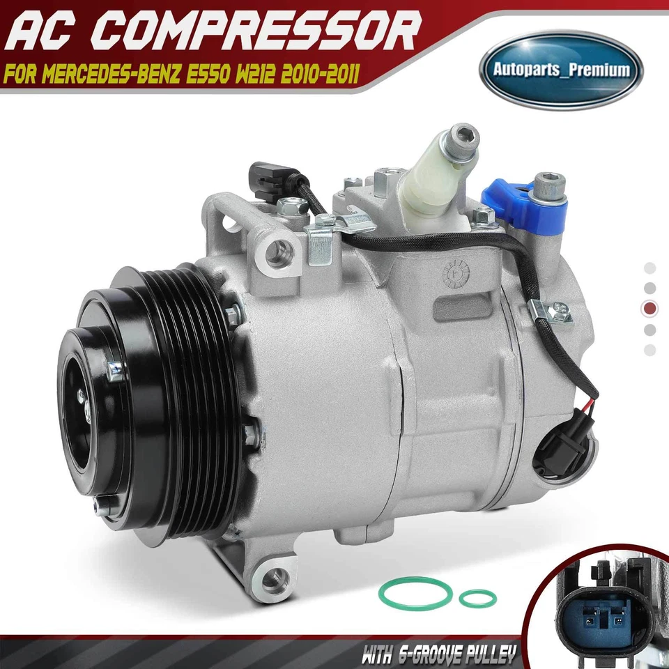 A/C Compressor w/ 6-Groove Pulley for Mercedes-Benz W212 E550 2010-2011 V8 5.5L - Image 1 of 4